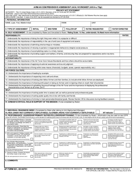 Aca Form Air Force