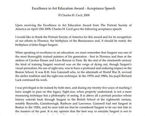 Academic Award Speeches
