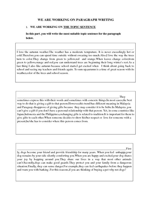 Academic Essay And Paragraph Writing Exercises And Worksheets Exercise Essay Writing - Exercise Essay Writing