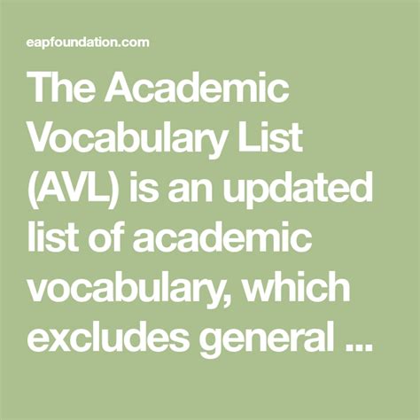 Academic Vocabulary List Avl Eap Foundation Academic Vocabulary By Grade Level - Academic Vocabulary By Grade Level