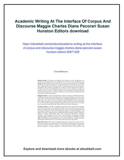 Academic Writing At The Interface Of Corpus And Discourse