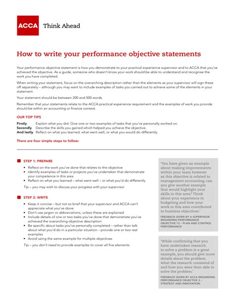 Acca Examples Of Performance Objective 11