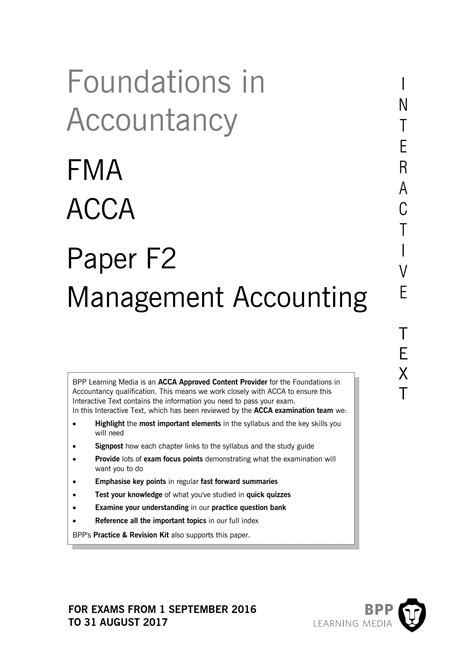 Acca F2 Management Accounting Study Text Acca Complete Texts