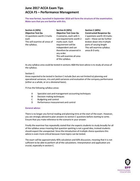 Acca F5 Exam Tips June 2014