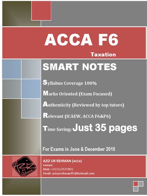 Acca Notes For F6 Malaysia