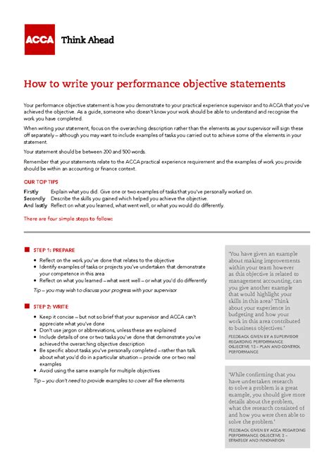 acca per performance objective 14 sample answers
