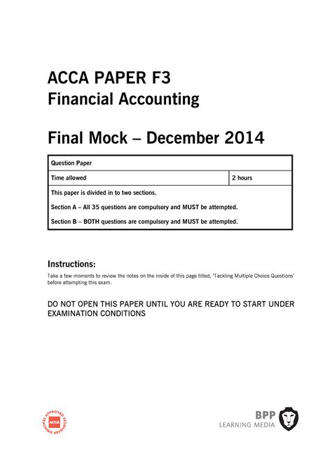 Read Acca Accounting Objective Questions And Answers 