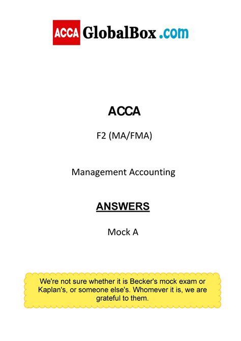 Download Acca F2 Practice Questions With Answers 