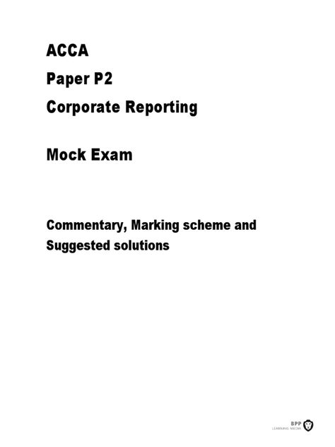 Read Acca P2 Mock 1 Answers 