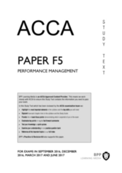 Read Acca Paper F5 Performance Management Study Text 