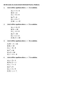 Accelerated 6th Grade Math Sample Test