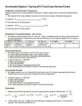 Accelerated Algebra Spring Final Review 2014