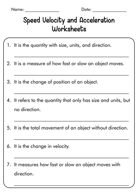 Acceleration And Average Speed Worksheet Answers