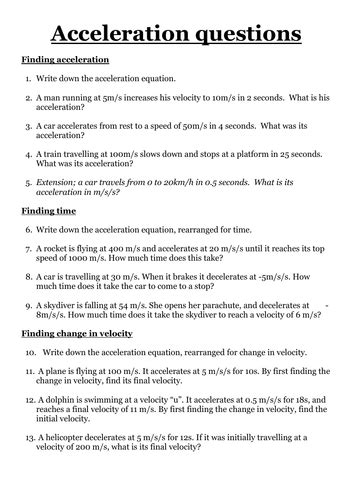 Acceleration Worksheet With Answers Teaching Resources Acceleration Calculations Worksheet Answers - Acceleration Calculations Worksheet Answers