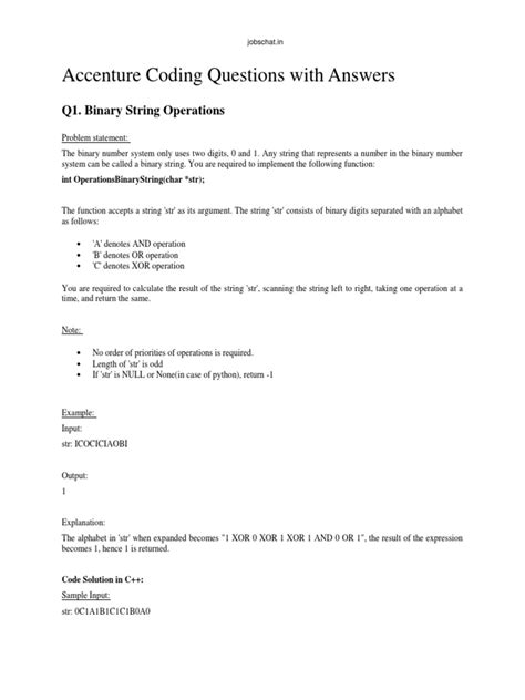 Accenture Coding Questions