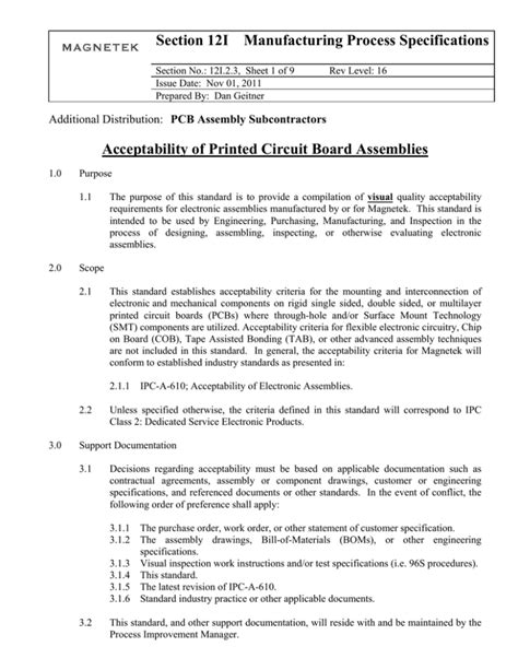 Read Online Acceptability Of Printed Circuit Board Assemblies 