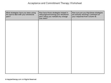 Acceptance And Commitment Therapy Worksheets