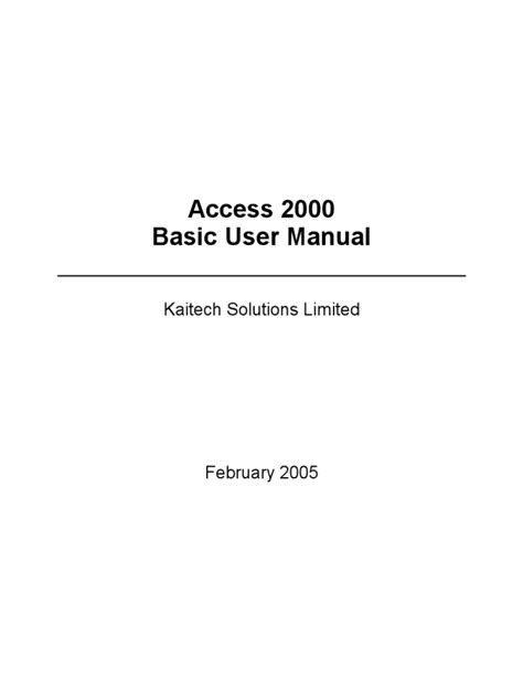 access 2000 basic user manual