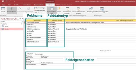access felddatentyp anlage