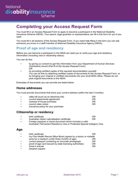 Access Request Form Ndis