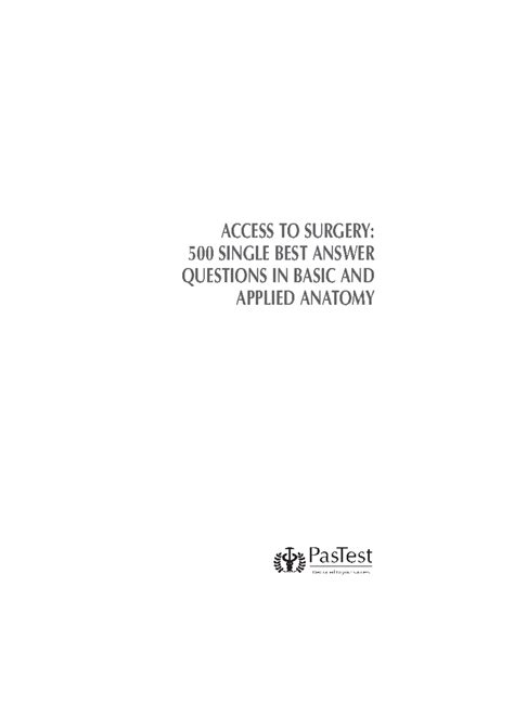access to surgery 500 single best answer questions in applied anatomy