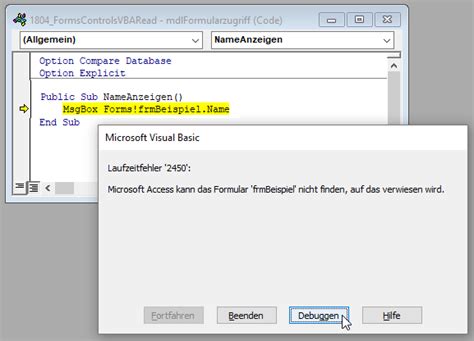 access vba formular datensatz per button speichern fehler