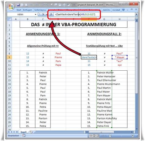 access vba ungleich zeichen
