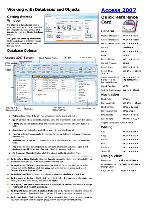 Read Online Access 2007 Quick Reference Guide 