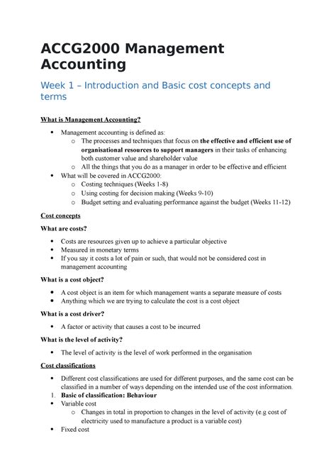 Read Accg200 Fundamentals Of Management Accounting Unit Guide 