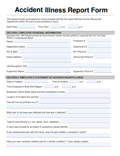 accident illness report form g neil