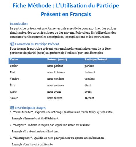 Accord Participe Présent