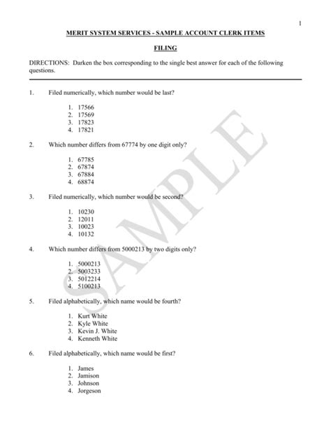 Account Clerk Ii Sample Test