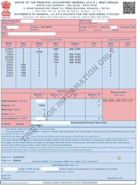 Account Statement Gpf