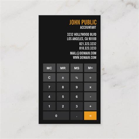 Accountant Calculator Business Cards J32 Design Math Business Card - Math Business Card