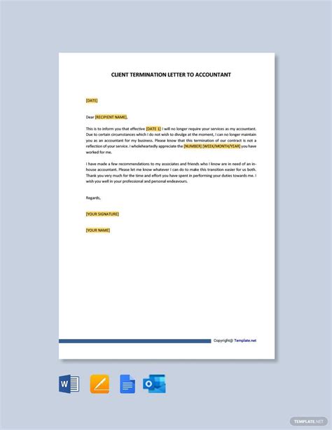 Accountant Client Termination Letter Sample