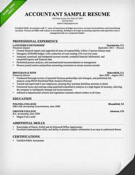 Accountant Resume Format