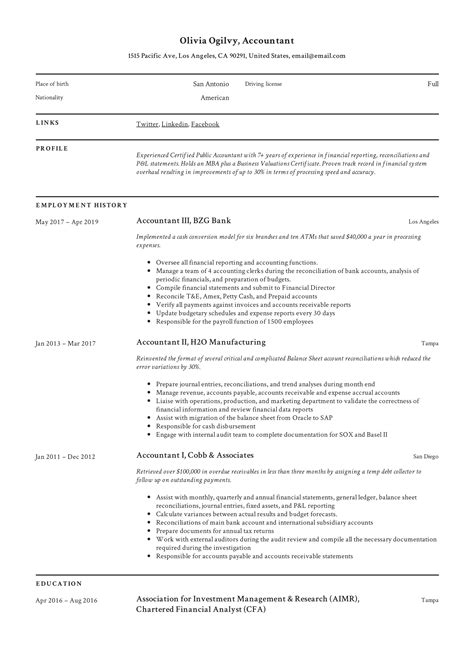 Accountant Resume Format Sample And Guide For India An Accountant Resume - An Accountant Resume