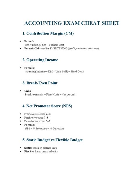 Accounting 101 Final Exam Cheat Sheet 144104 Pdf