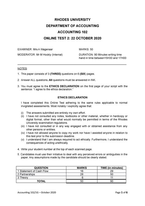 Accounting 102 Practice Test