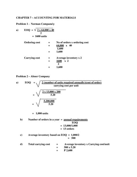 Accounting Chapter 7 Answer Key