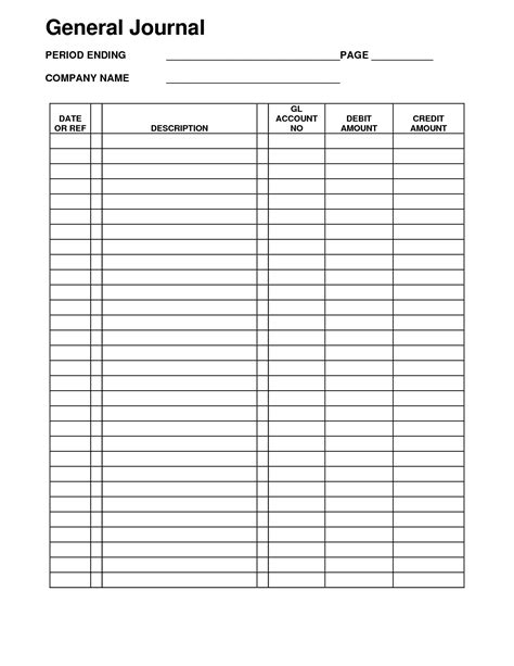 Accounting General Journal Template For Word