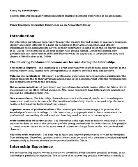 Accounting Internship Reflection Paper