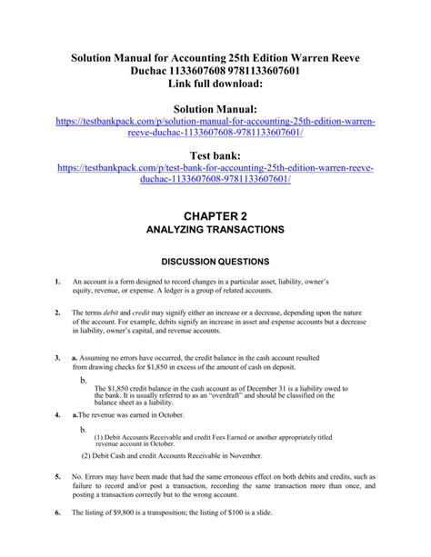 Accounting Warren 25th Edition Solution