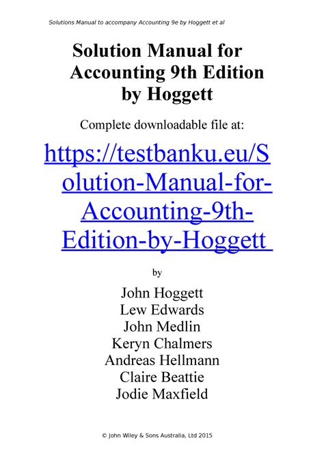 Download Accounting 8Th Edition Hoggett Exercise Answers 
