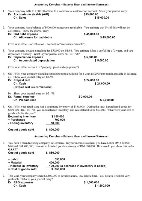 Full Download Accounting Exercises And Answers Balance Sheet 