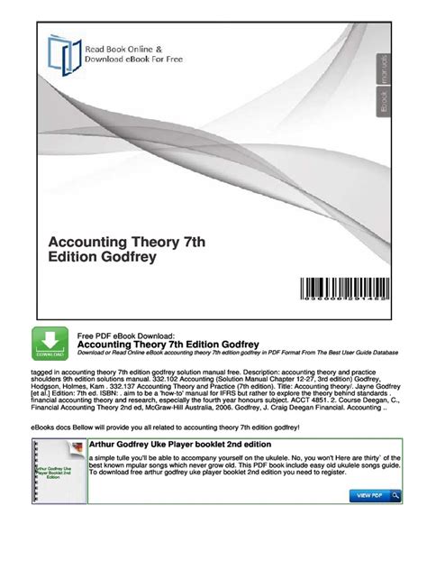 Read Online Accounting Theory 7Th Edition Godfrey 