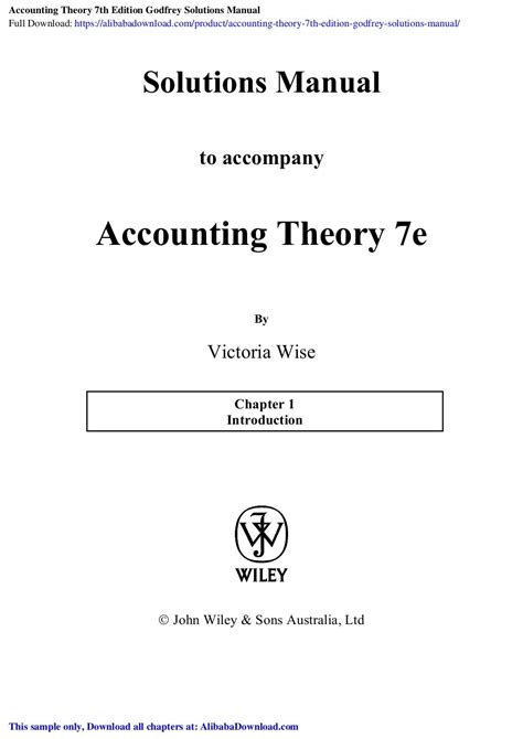 Read Online Accounting Theory 7Th Edition Godfrey Solution Manual 