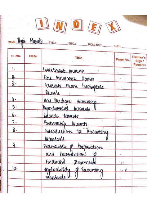 Accounts Handwritten Notes