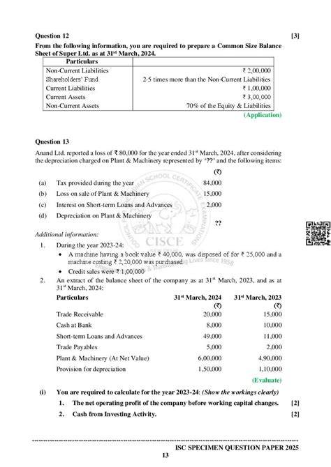 Accounts Sample Paper Class 12