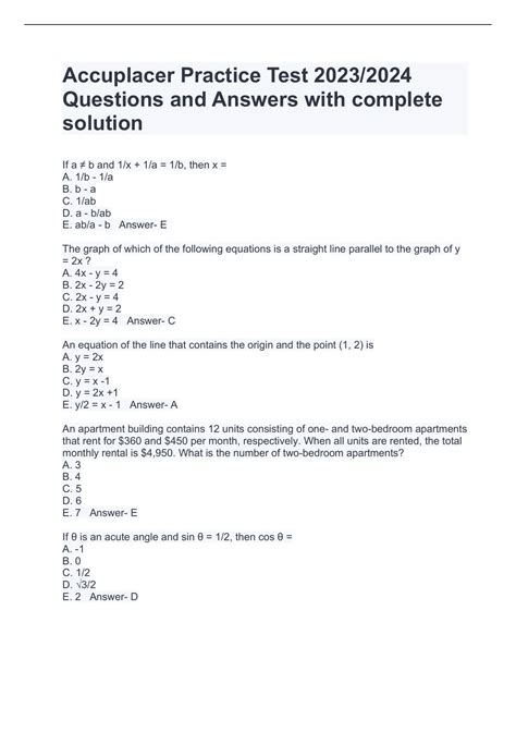 Full Download Accuplacer Practice Test With Answers 